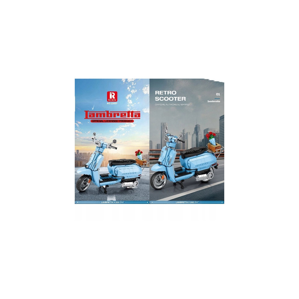KLOCKI REOBRIX 11037 RETRO SKUTER NIEBIESKI LAMBRETTA V200 1169 KLOCKI