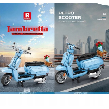 KLOCKI REOBRIX 11037 RETRO SKUTER NIEBIESKI LAMBRETTA V200 1169 KLOCKI
