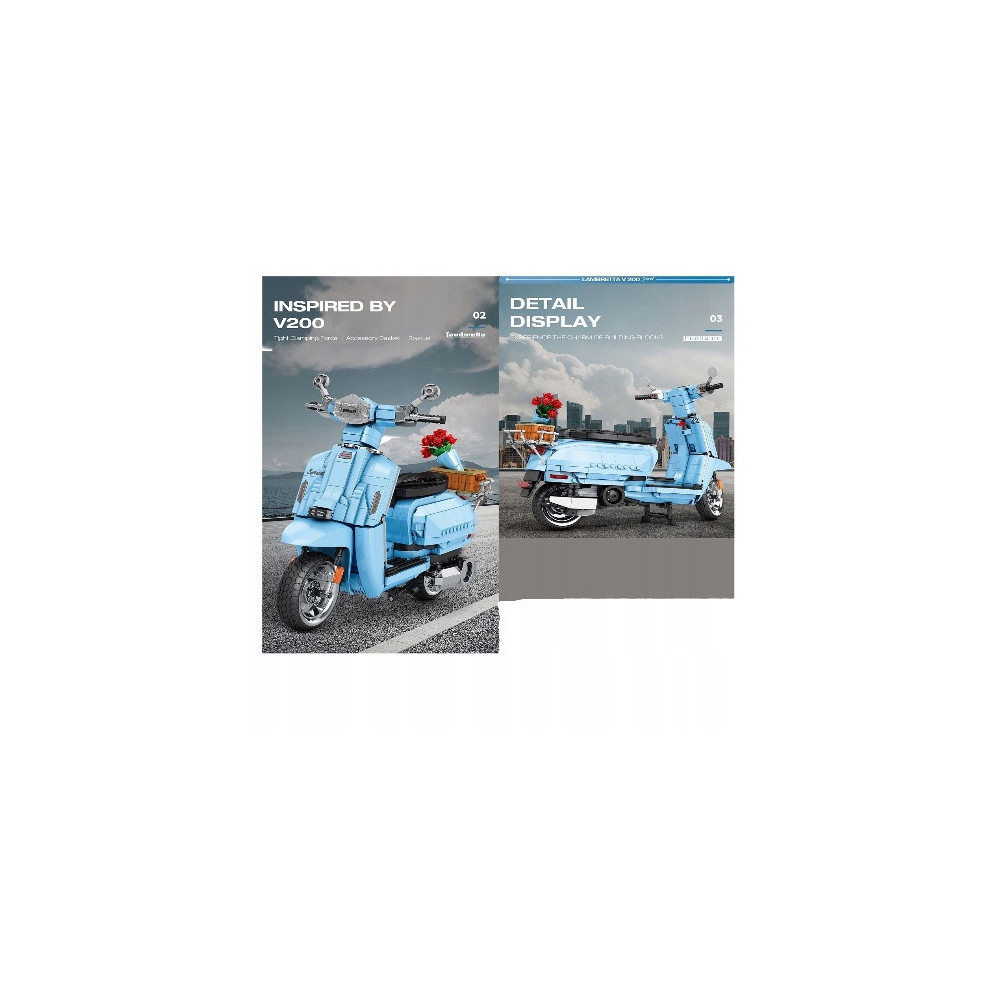 KLOCKI REOBRIX 11037 RETRO SKUTER NIEBIESKI LAMBRETTA V200 1169 KLOCKI