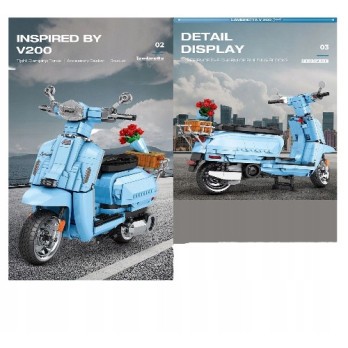 KLOCKI REOBRIX 11037 RETRO SKUTER NIEBIESKI LAMBRETTA V200 1169 KLOCKI