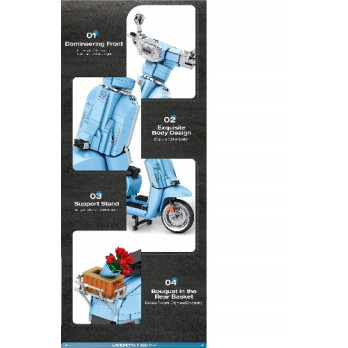 KLOCKI REOBRIX 11037 RETRO SKUTER NIEBIESKI LAMBRETTA V200 1169 KLOCKI