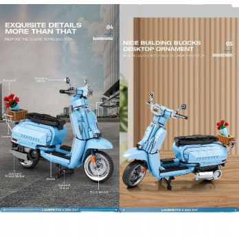 KLOCKI REOBRIX 11037 RETRO SKUTER NIEBIESKI LAMBRETTA V200 1169 KLOCKI