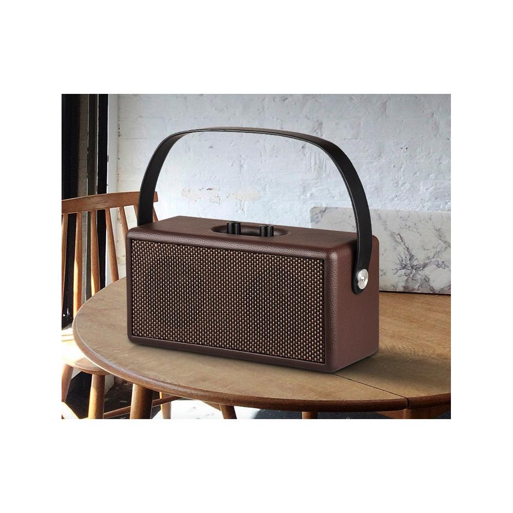 PRZENOŚNY GŁOŚNIK RETRO BLUETOOTH BEZPRZEWODOWY VINTAGE BRĄZOWY