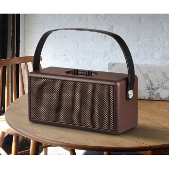 PRZENOŚNY GŁOŚNIK RETRO BLUETOOTH BEZPRZEWODOWY VINTAGE BRĄZOWY
