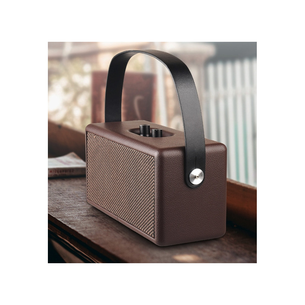 PRZENOŚNY GŁOŚNIK RETRO BLUETOOTH BEZPRZEWODOWY VINTAGE BRĄZOWY