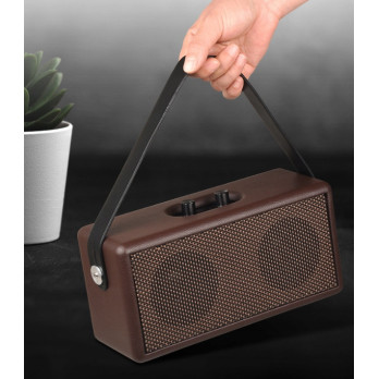 PRZENOŚNY GŁOŚNIK RETRO BLUETOOTH BEZPRZEWODOWY VINTAGE BRĄZOWY