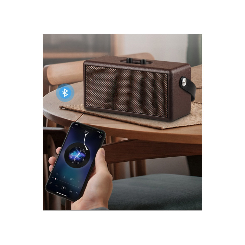 PRZENOŚNY GŁOŚNIK RETRO BLUETOOTH BEZPRZEWODOWY VINTAGE BRĄZOWY