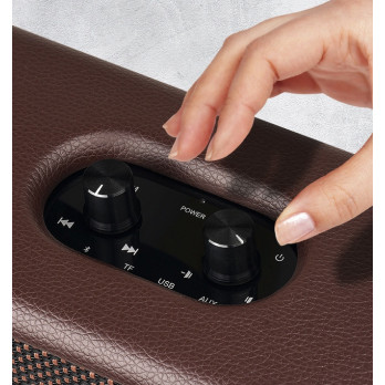 PRZENOŚNY GŁOŚNIK RETRO BLUETOOTH BEZPRZEWODOWY VINTAGE BRĄZOWY