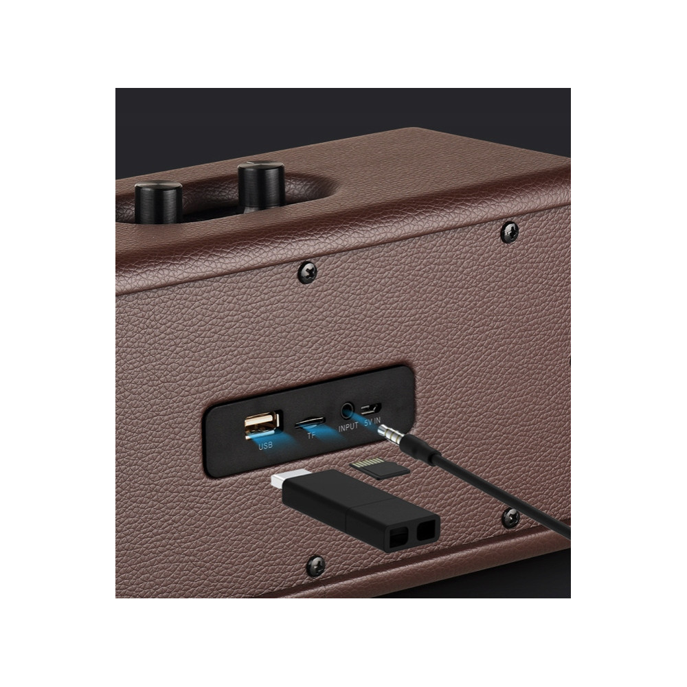 PRZENOŚNY GŁOŚNIK RETRO BLUETOOTH BEZPRZEWODOWY VINTAGE BRĄZOWY