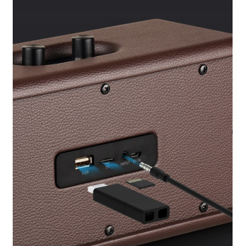 PRZENOŚNY GŁOŚNIK RETRO BLUETOOTH BEZPRZEWODOWY VINTAGE BRĄZOWY