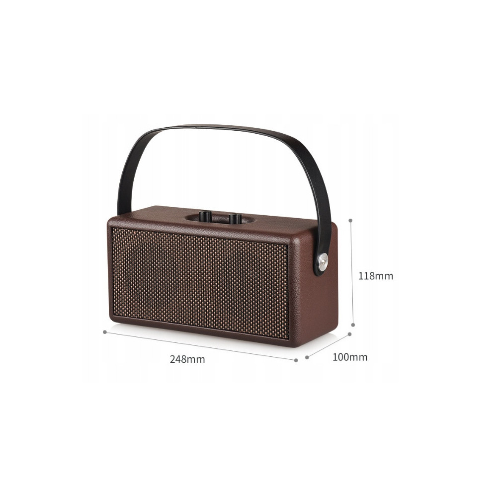 PRZENOŚNY GŁOŚNIK RETRO BLUETOOTH BEZPRZEWODOWY VINTAGE BRĄZOWY