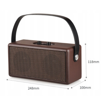 PRZENOŚNY GŁOŚNIK RETRO BLUETOOTH BEZPRZEWODOWY VINTAGE BRĄZOWY