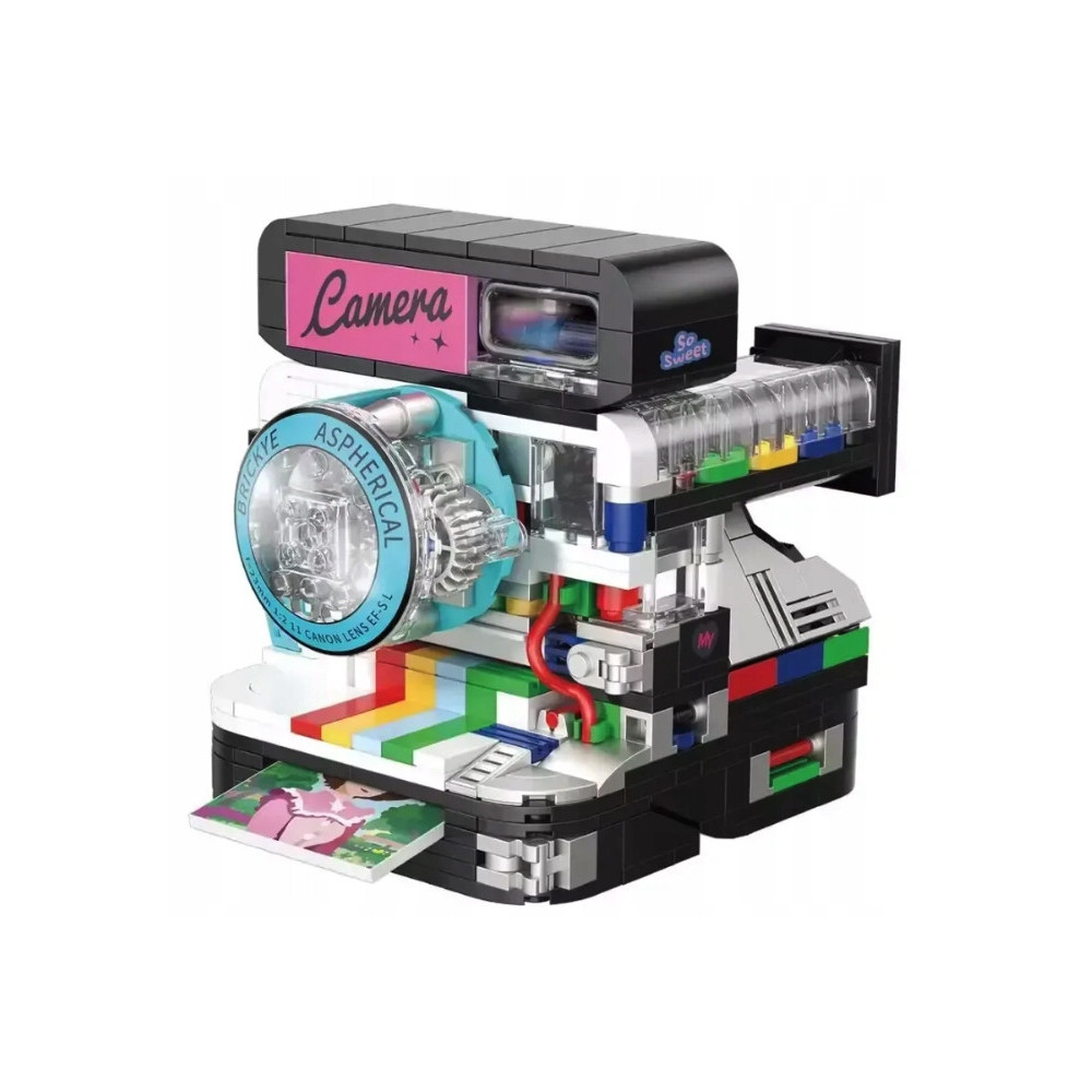 KLOCKI KONSTRUKCYJNE RETRO APARAT INSTANT CAMERA 455 KLOCKÓW ZESTAW PREZENT