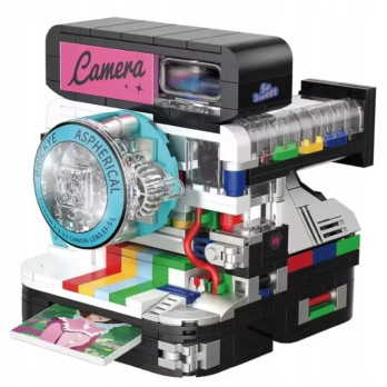 KLOCKI KONSTRUKCYJNE RETRO APARAT INSTANT CAMERA 455 KLOCKÓW ZESTAW PREZENT