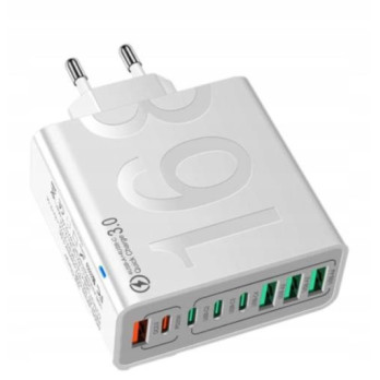ŁADOWARKA SIECIOWA QC 4 x USB-A i 4 x USB-C SZYBKIE ŁADOWANIE UNIWERSALNA