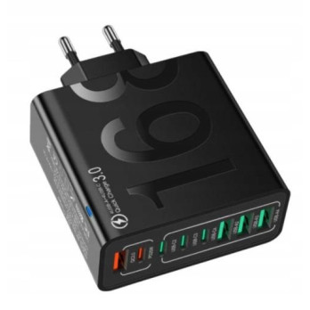 ŁADOWARKA SIECIOWA QC 4 x USB-A i 4 x USB-C SZYBKIE ŁADOWANIE UNIWERSALNA