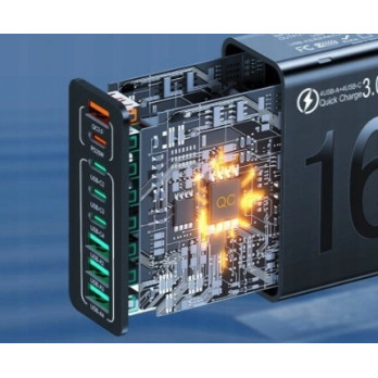 ŁADOWARKA SIECIOWA QC 4 x USB-A i 4 x USB-C SZYBKIE ŁADOWANIE UNIWERSALNA