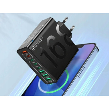 ŁADOWARKA SIECIOWA QC 4 x USB-A i 4 x USB-C SZYBKIE ŁADOWANIE UNIWERSALNA