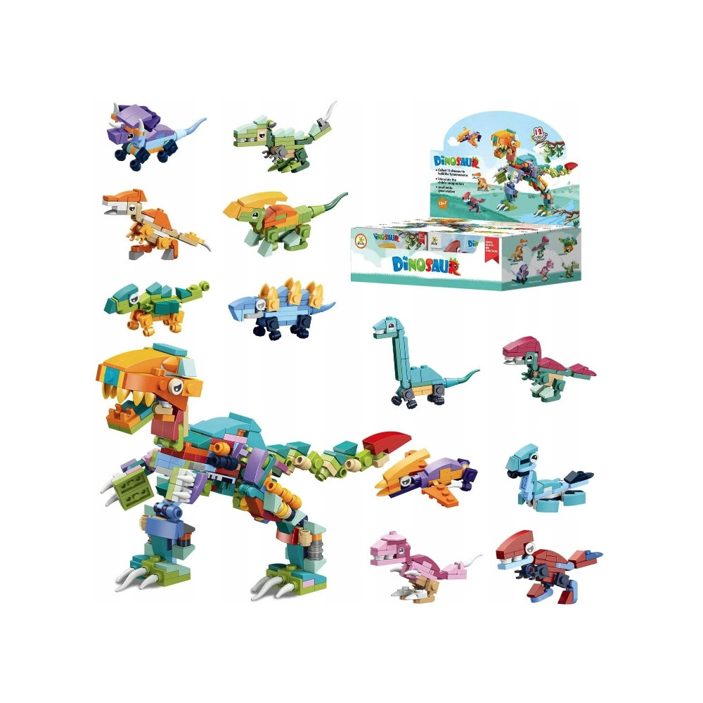 KLOCKI KONSTRUKCYJNE 12w1 DINOZAURY DINO ZABAWA KALENDARZ ADWENTOWY PREZENT