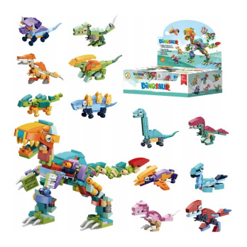 KLOCKI KONSTRUKCYJNE 12w1 DINOZAURY DINO ZABAWA KALENDARZ ADWENTOWY PREZENT