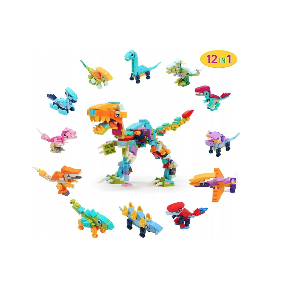 KLOCKI KONSTRUKCYJNE 12w1 DINOZAURY DINO ZABAWA KALENDARZ ADWENTOWY PREZENT
