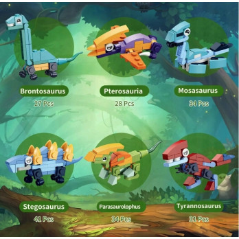 KLOCKI KONSTRUKCYJNE 12w1 DINOZAURY DINO ZABAWA KALENDARZ ADWENTOWY PREZENT