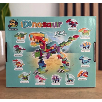 KLOCKI KONSTRUKCYJNE 12w1 DINOZAURY DINO ZABAWA KALENDARZ ADWENTOWY PREZENT