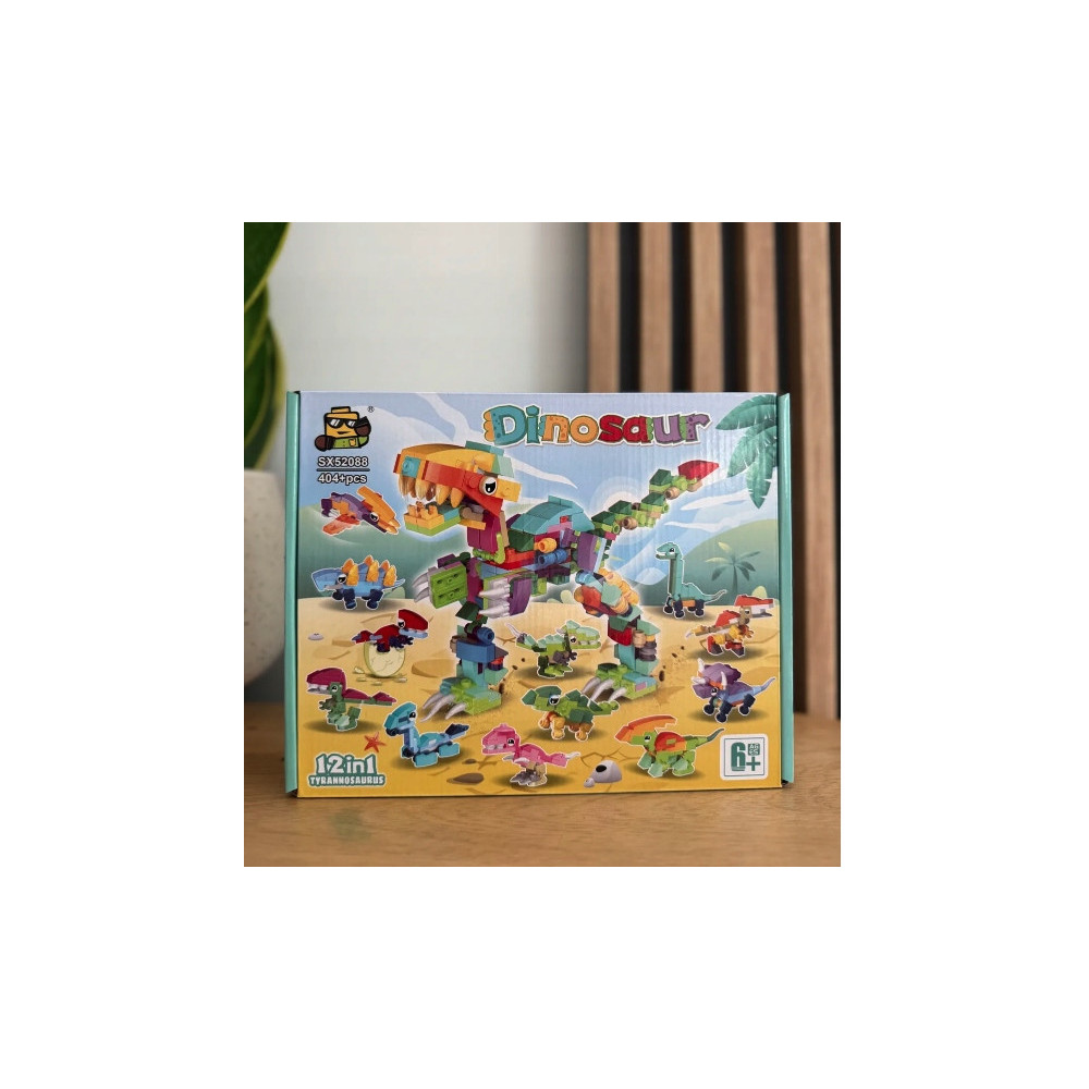 KLOCKI KONSTRUKCYJNE 12w1 DINOZAURY DINO ZABAWA KALENDARZ ADWENTOWY PREZENT