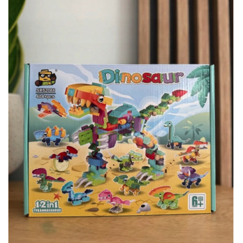 KLOCKI KONSTRUKCYJNE 12w1 DINOZAURY DINO ZABAWA KALENDARZ ADWENTOWY PREZENT
