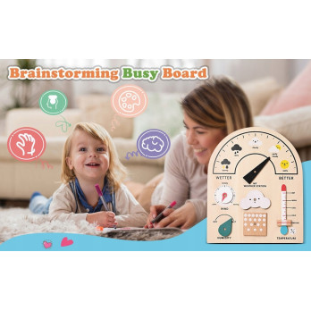 DREWNIANA TABLICA STACJA METEOROLOGICZNA POGODA EDUKACYJNA MONTESSORI