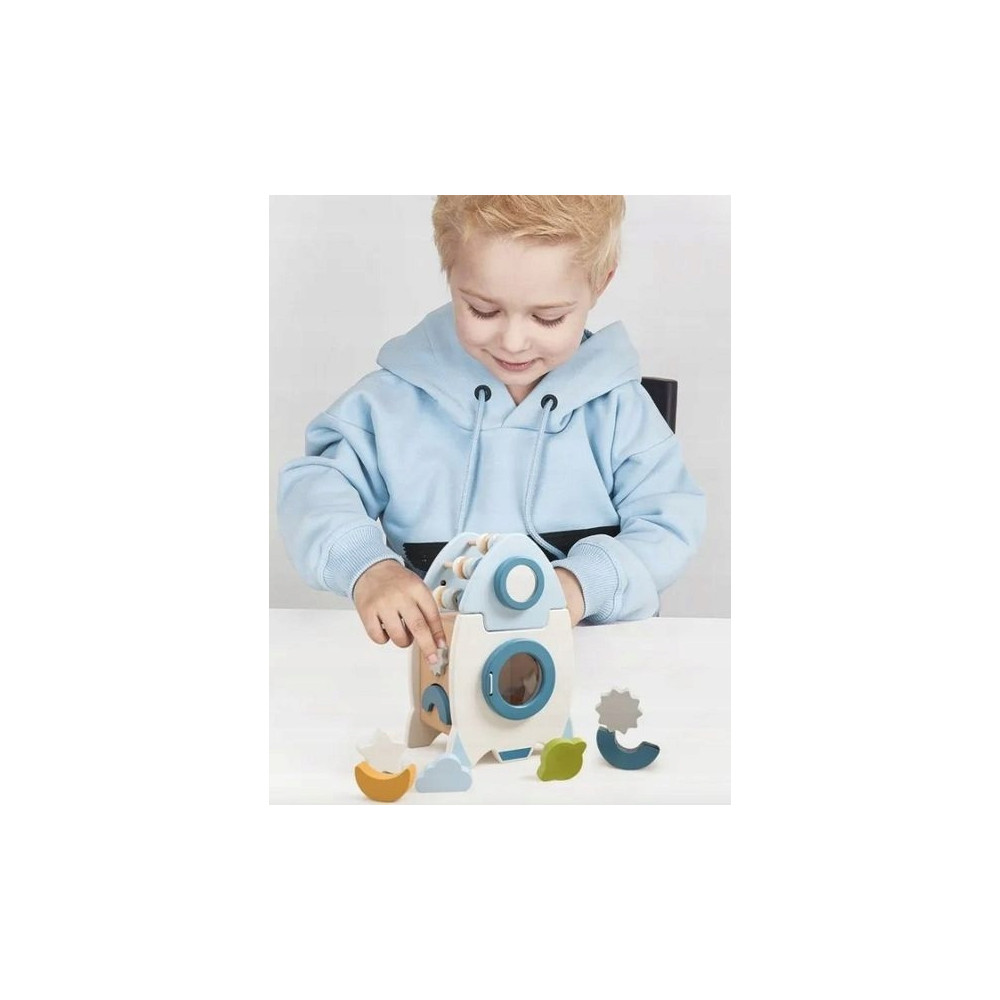SORTER MONTESSORI RAKIETA DREWNIANA ZABAWKA EDUKACYJNA DLA DZIECI LICZYDŁO