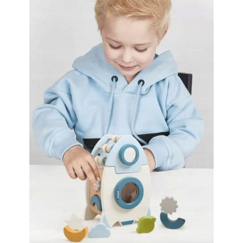 SORTER MONTESSORI RAKIETA DREWNIANA ZABAWKA EDUKACYJNA DLA DZIECI LICZYDŁO