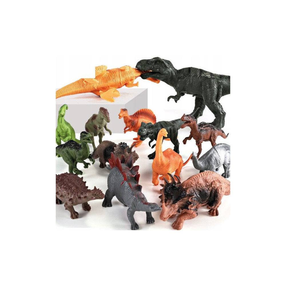 DUŻY ZESTAW FIGUREK Z DINOZAURAMI W PUDEŁKU 44 ELEMENTY T-REX TYRANOZAUR