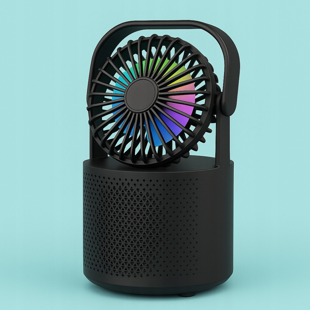 Hoffen Wentylator z Głośnikiem Podświetlenie RGB Bluetooth Radio FM