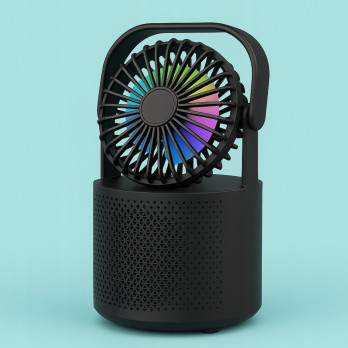 Hoffen Wentylator z Głośnikiem Podświetlenie RGB Bluetooth Radio FM