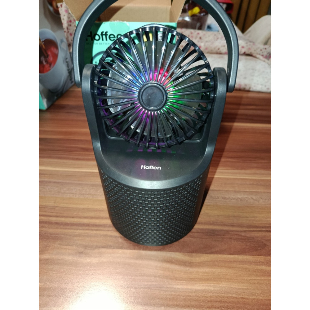 Hoffen Wentylator z Głośnikiem Podświetlenie RGB Bluetooth Radio FM