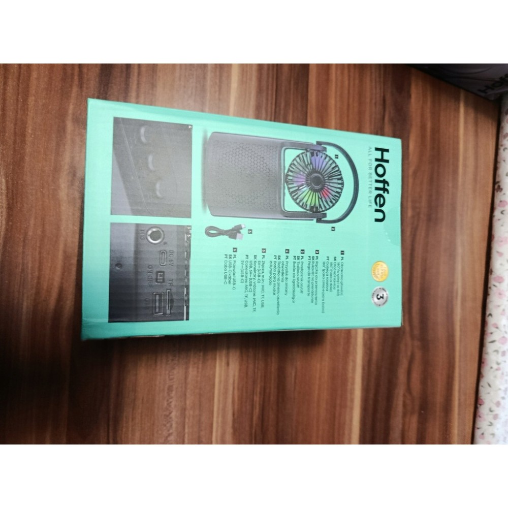 Hoffen Wentylator z Głośnikiem Podświetlenie RGB Bluetooth Radio FM