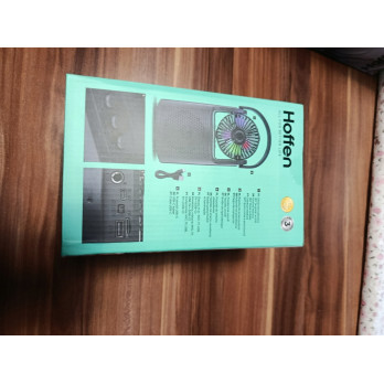 Hoffen Wentylator z Głośnikiem Podświetlenie RGB Bluetooth Radio FM