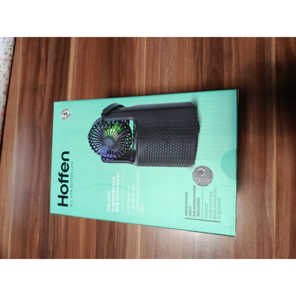 Hoffen Wentylator z Głośnikiem Podświetlenie RGB Bluetooth Radio FM