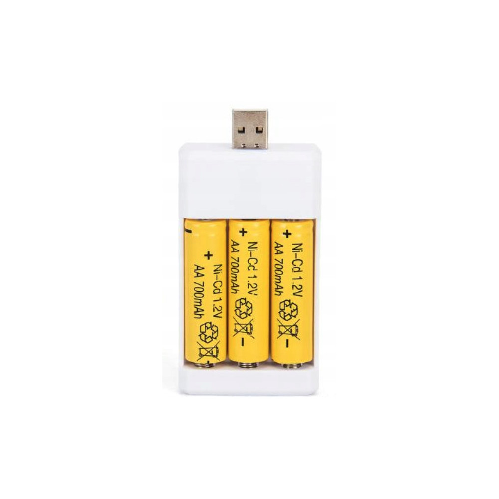 ZESTAW 3 SZTUK BATERII AA 700mAh Z UNIWERSALNĄ ŁADOWARKĄ USB