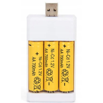 ZESTAW 3 SZTUK BATERII AA 700mAh Z UNIWERSALNĄ ŁADOWARKĄ USB