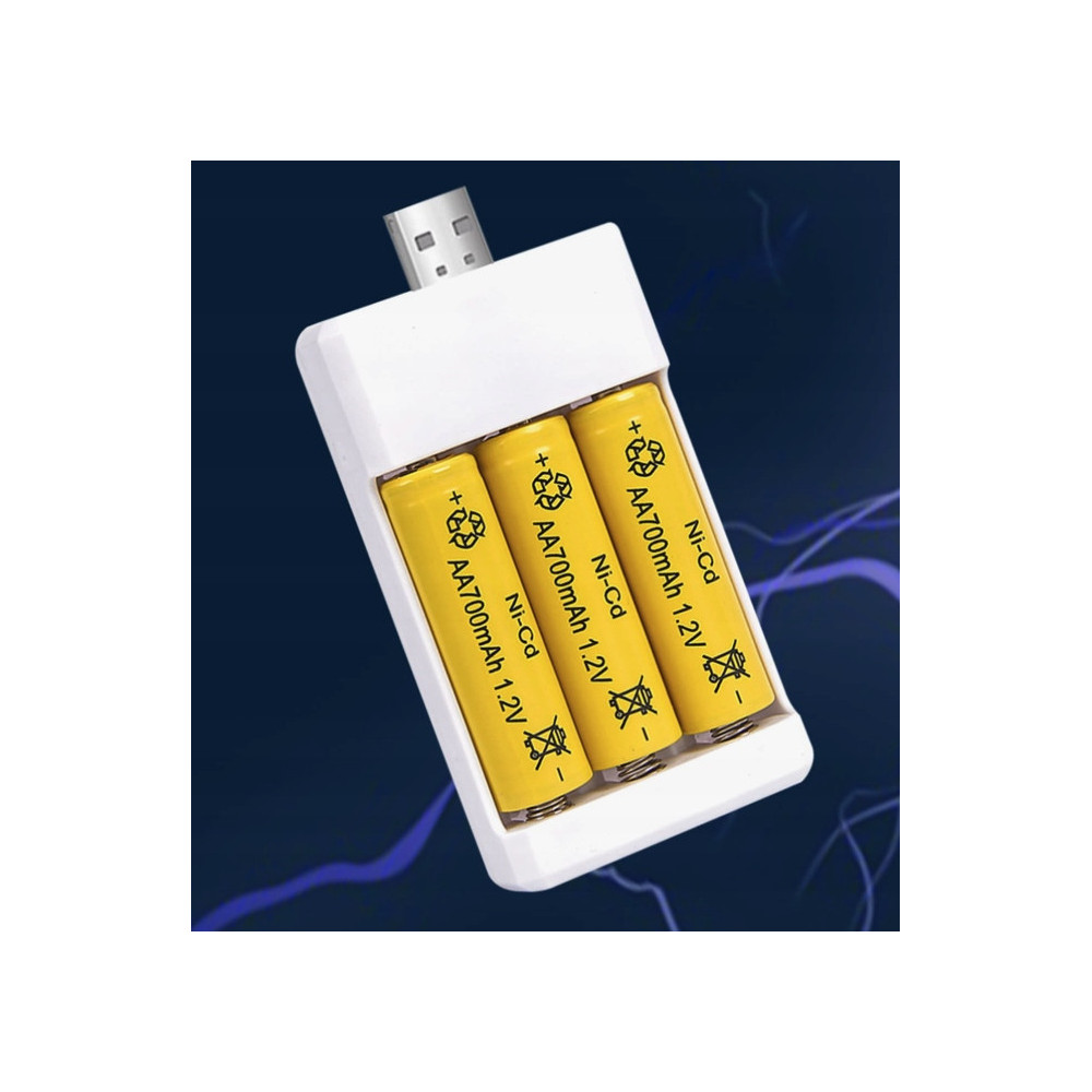 ZESTAW 3 SZTUK BATERII AA 700mAh Z UNIWERSALNĄ ŁADOWARKĄ USB