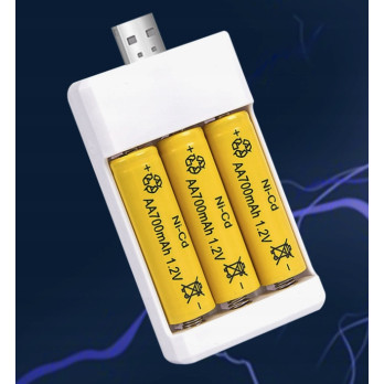 ZESTAW 3 SZTUK BATERII AA 700mAh Z UNIWERSALNĄ ŁADOWARKĄ USB