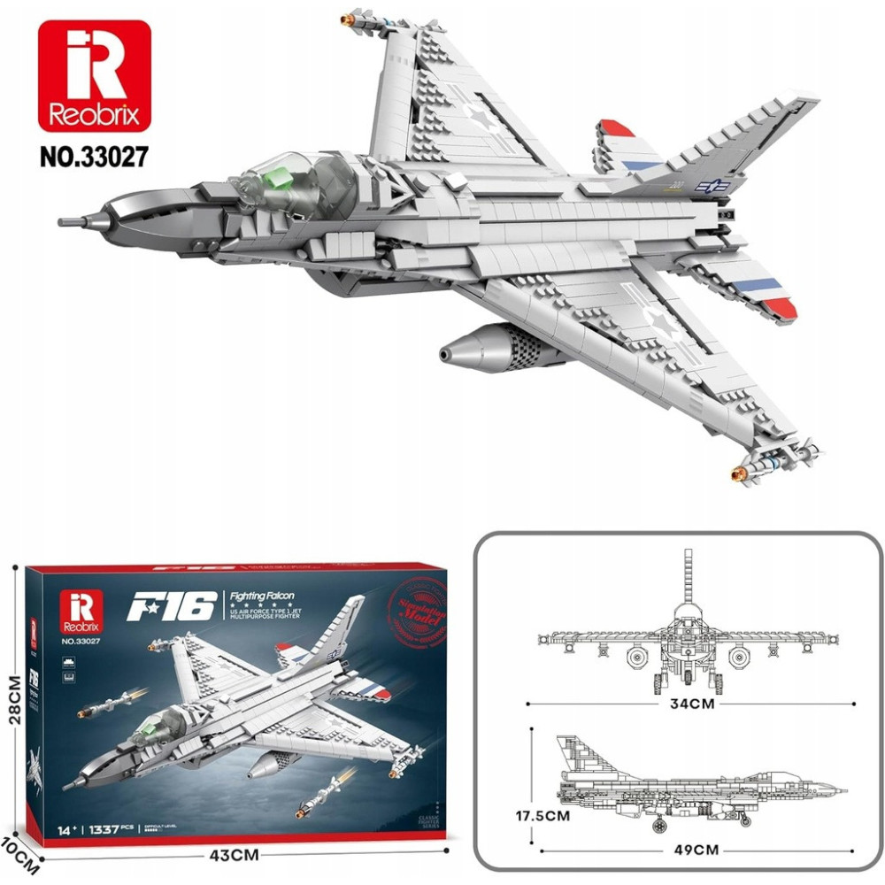 KLOCKI KONSTRUKCYJNE REOBRIX SAMOLOT WOJSKOWY F-16 ZESTAW DO BUDOWY