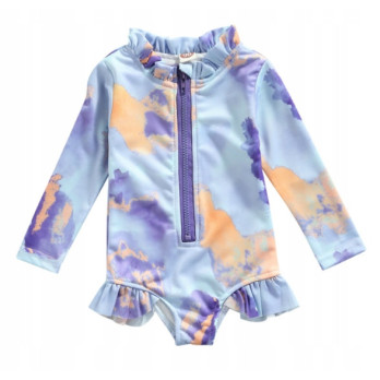 STRÓJ KĄPIELOWY DZIEWCZĘCY KOMBINEZON FIOLET TIE DYE UV UPF50+ 122 5+ LAT