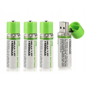 AKUMULATOR BATERIA AA ŁADOWANA USB 1450mAh ZESTAW 4 sztuki