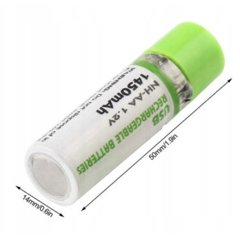 AKUMULATOR BATERIA AA ŁADOWANA USB 1450mAh ZESTAW 4 sztuki