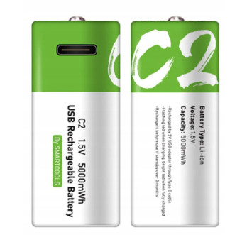 BATERIE PALUSZKI AKUMULATOR-KI C USB-C R14 2SZT WIELOKROTNEGO UŻYTKU