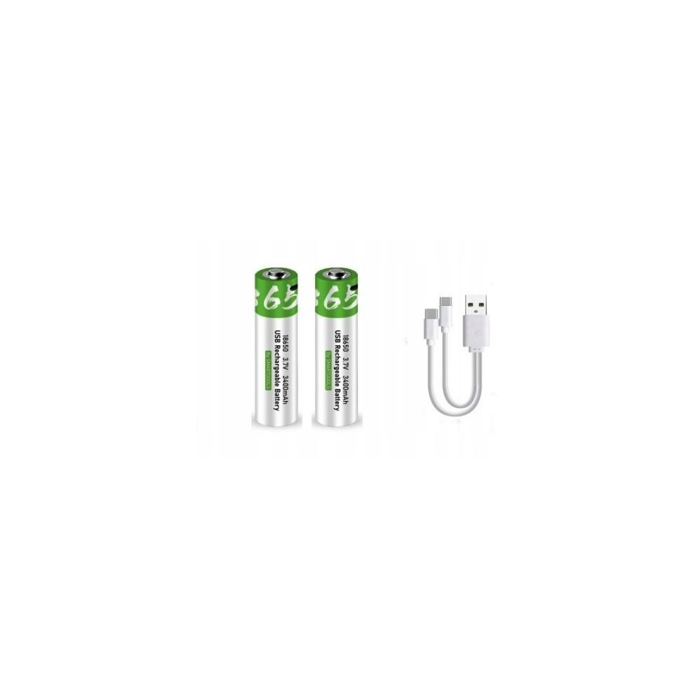 WIELOKROTNE BATERIE PALUSZKI AKUMULATORKI 18650 2 SZT ŁADOWANE KABLEM USB-C