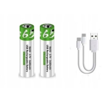 WIELOKROTNE BATERIE PALUSZKI AKUMULATORKI 18650 2 SZT ŁADOWANE KABLEM USB-C